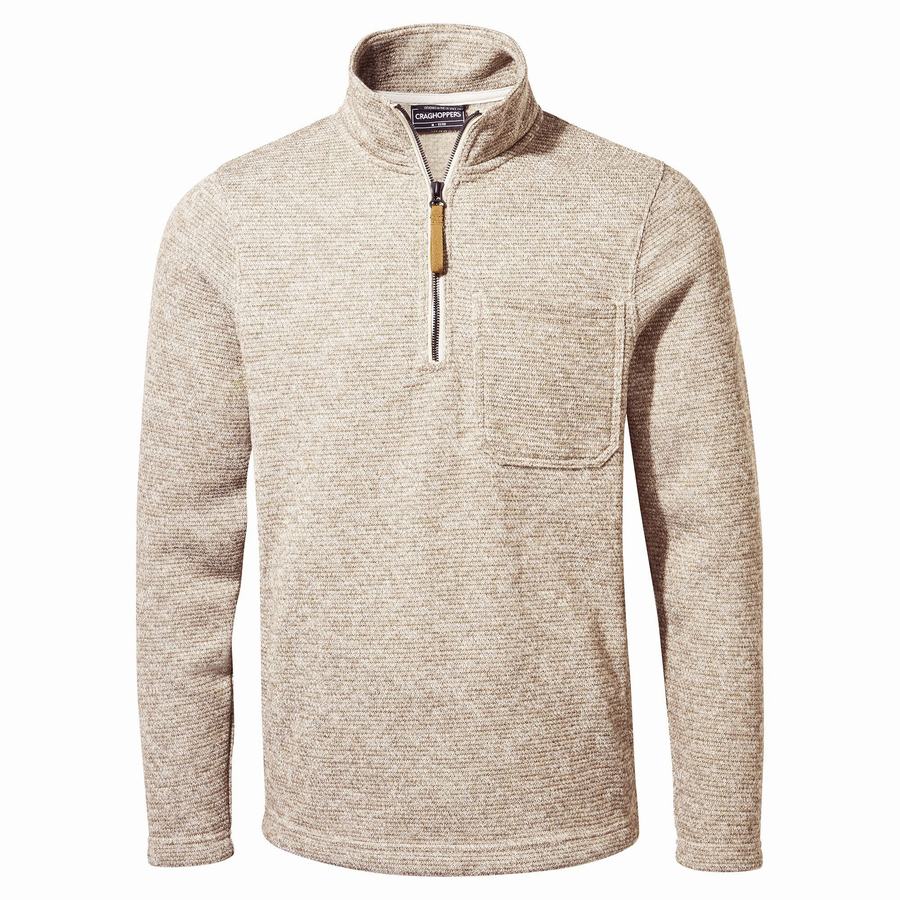 Men's Craghoppers Barona Half Zip Sweaters Beige | ZVY7513JV