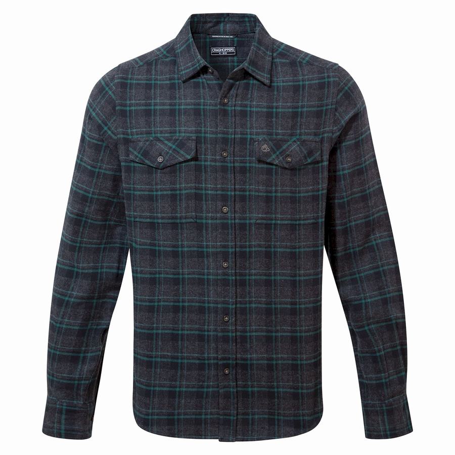 Men's Craghoppers Kiwi IV Long Sleeved Check Shirts Black | YOE5086VB