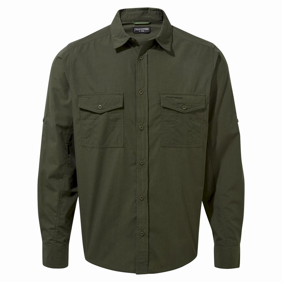 Men's Craghoppers Kiwi Long Sleeved Shirts Green | YNZ194EV