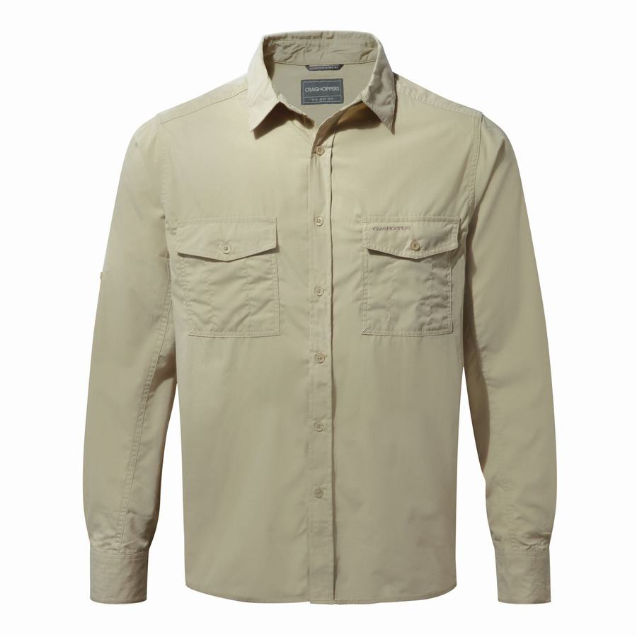 Men's Craghoppers Kiwi Long Sleeved Shirts Beige | YWZ8242HE