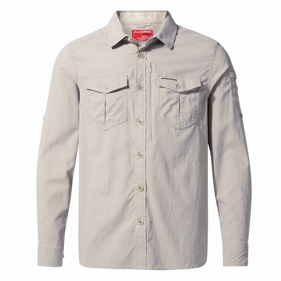 Men's Craghoppers NosiLife Adventure II Long Sleeved Shirts White | BIO729BH