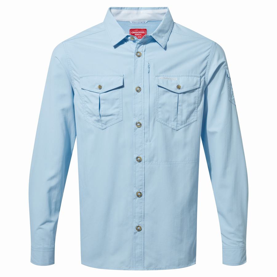 Men's Craghoppers NosiLife Adventure II Long Sleeved Shirts Blue | SHS5763TI