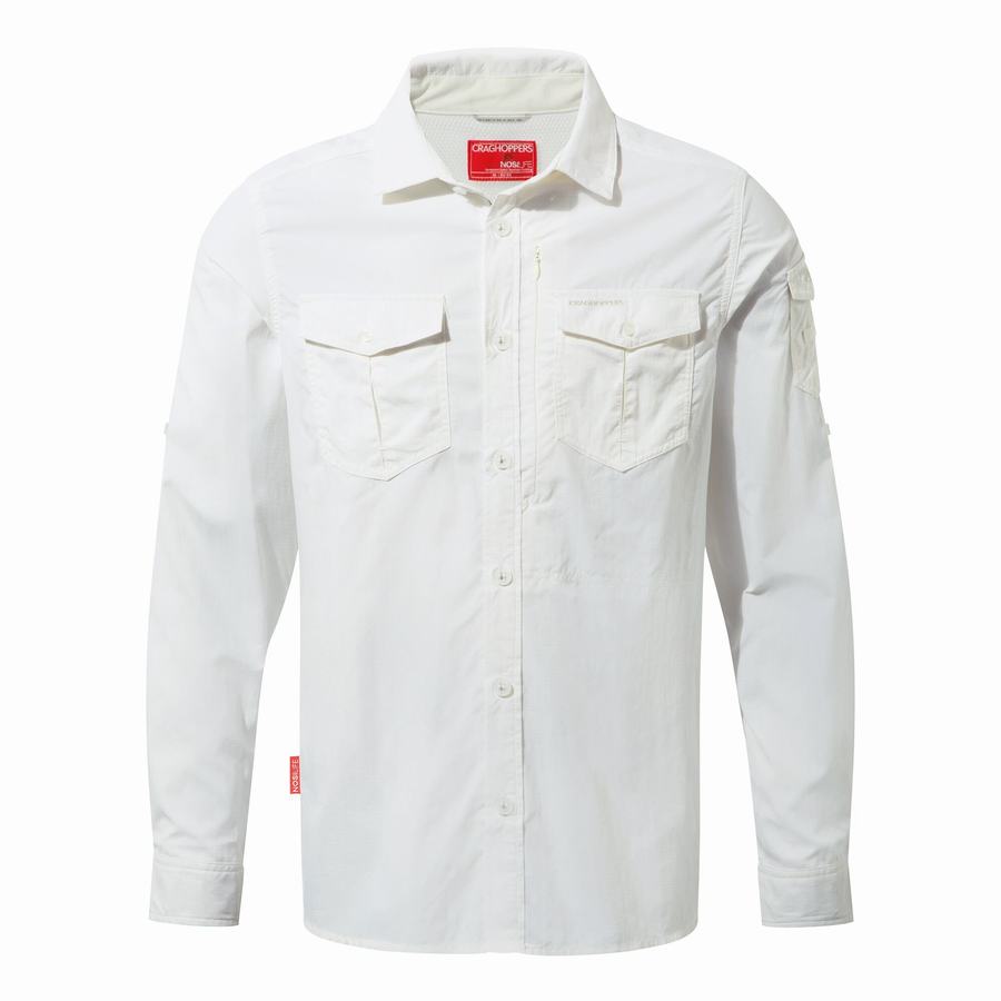 Men's Craghoppers NosiLife Adventure II Long Sleeved Shirts White | WLP642BV