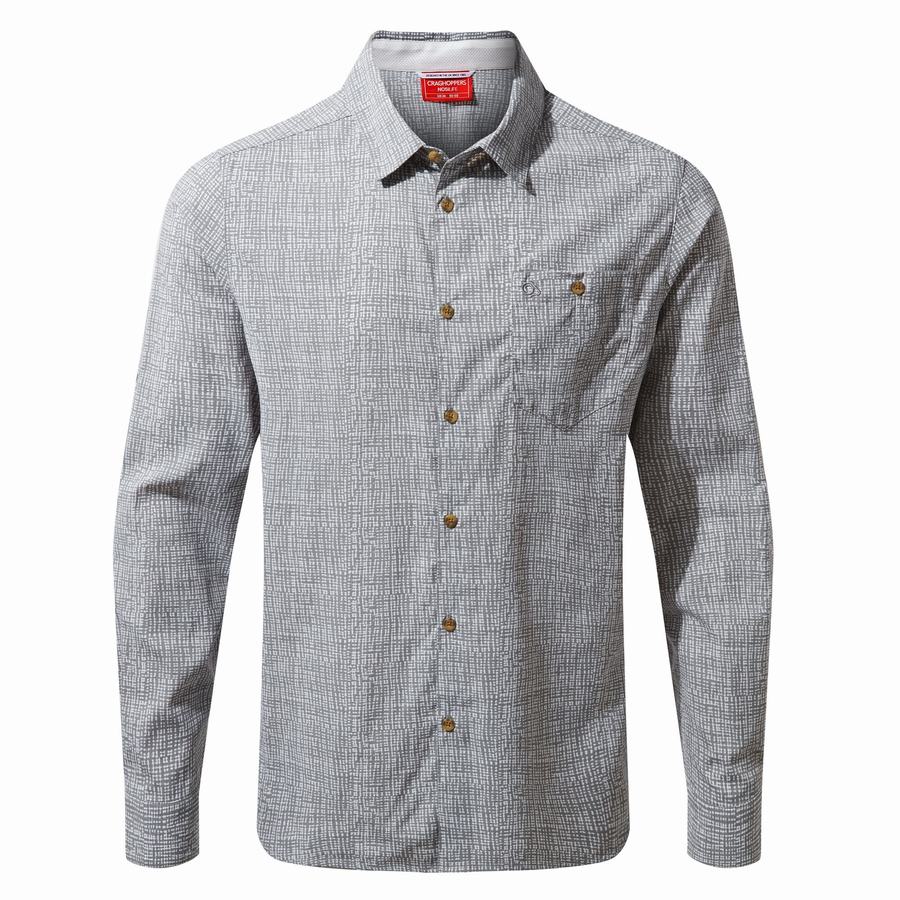 Men's Craghoppers NosiLife Lester Long Sleeved Shirts Grey | ZEW4268II