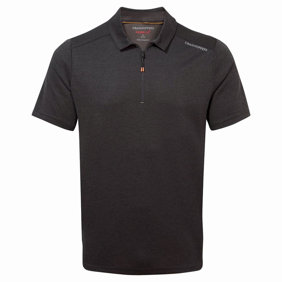 Men's Craghoppers NosiLife Pro Active Short Sleeved Polo T-Shirts Black | DUS431SF