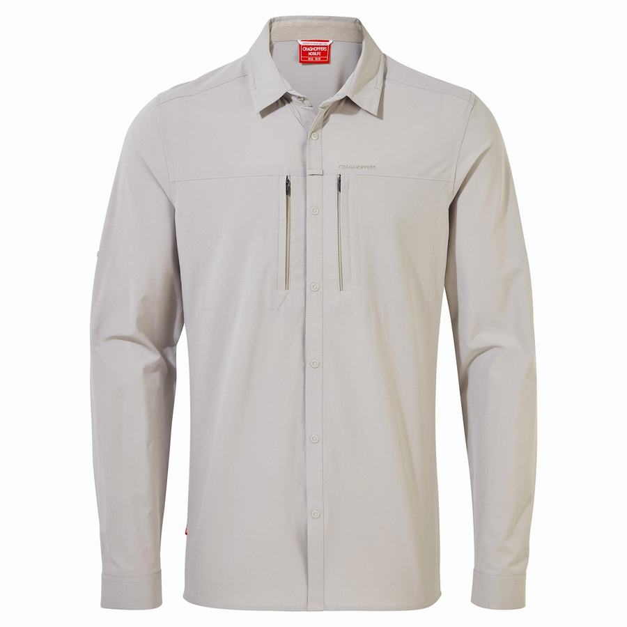 Men's Craghoppers NosiLife Pro IV Long Sleeved Shirts White | ICU8376NQ