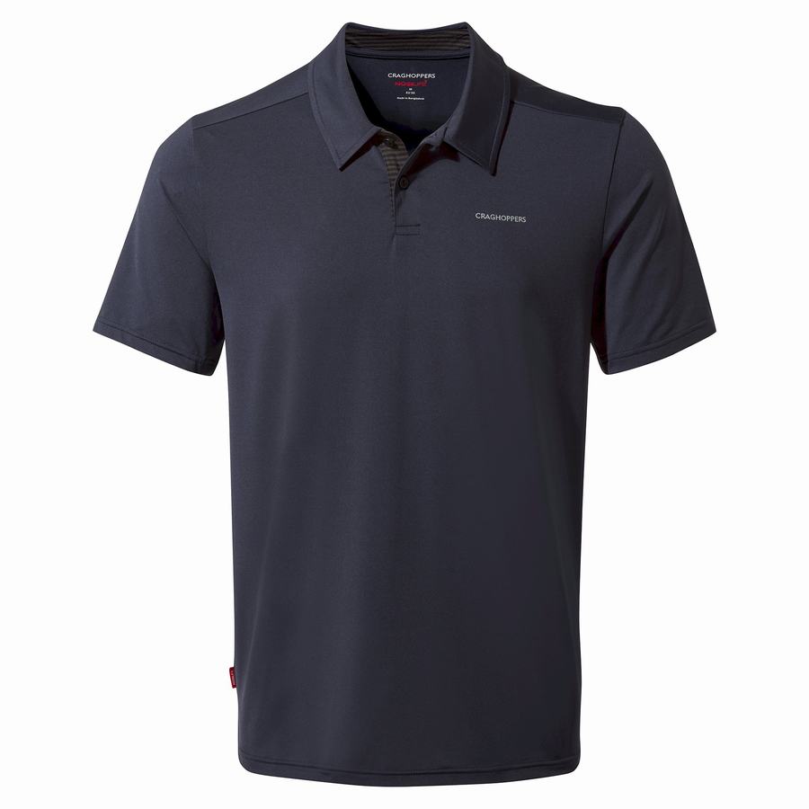 Men's Craghoppers NosiLife Pro Short Sleeved Polo T-Shirts Blue Navy | NCL2854MP