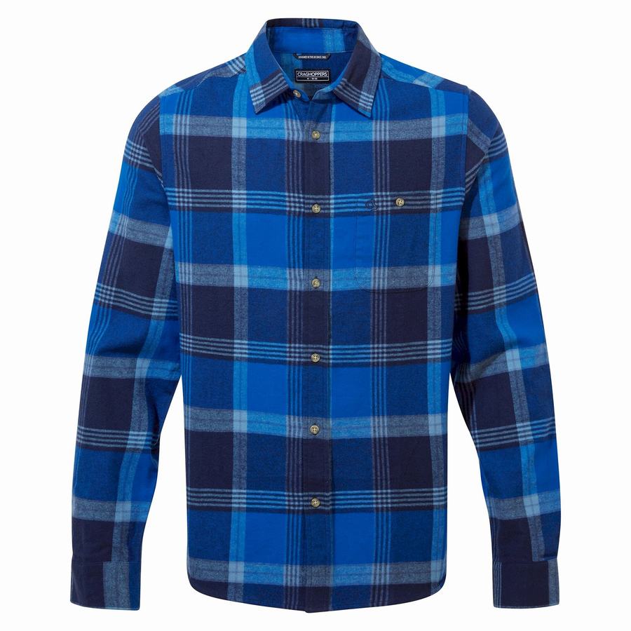 Men's Craghoppers Thornhill Long Sleeved Shirts Blue Navy | SFK3045FH