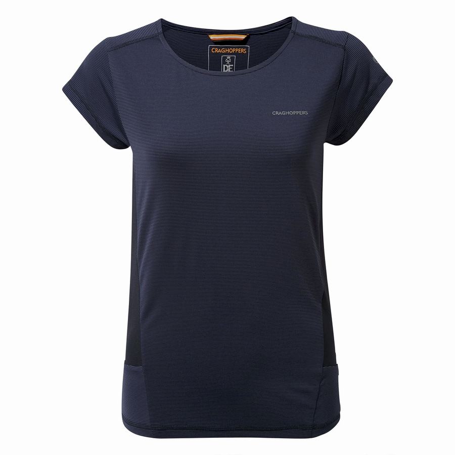 Women's Craghoppers Atmos Short Sleeved T-Shirts Blue Navy | ZTB9648XM