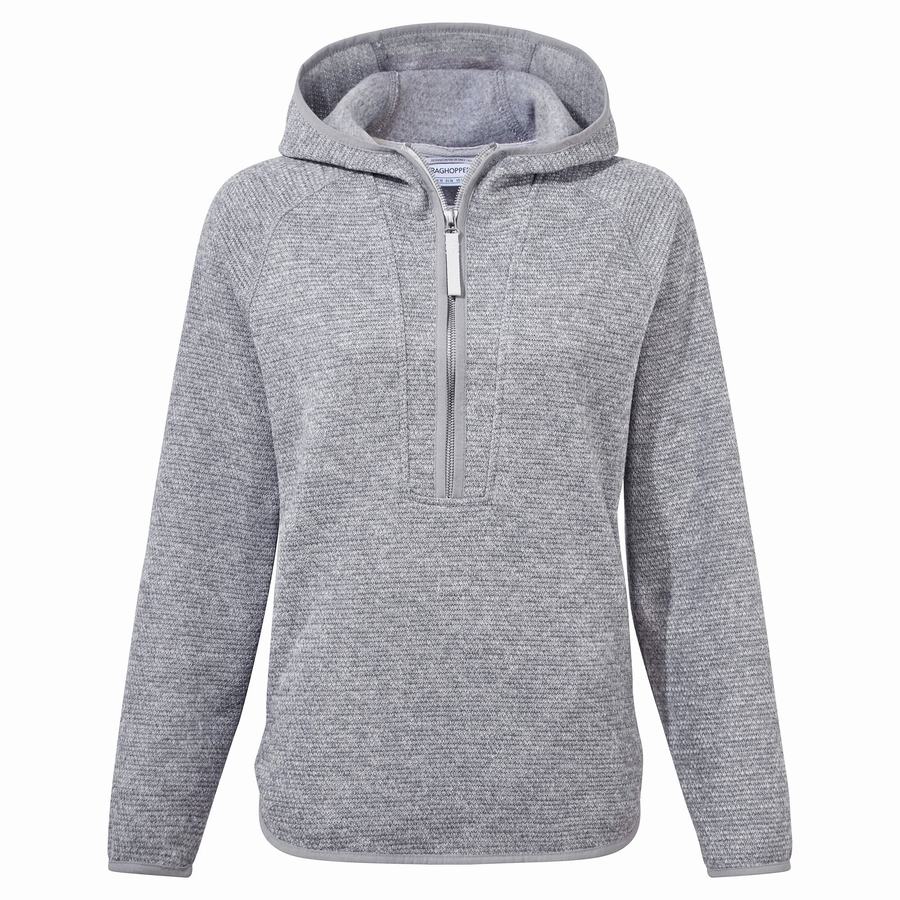 Women's Craghoppers Elena Hooded Half Zip Sweaters Grey | OYY5651MO