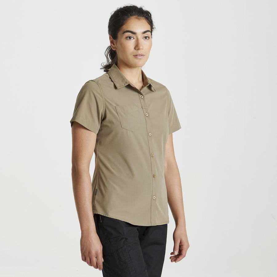 Women's Craghoppers Expert Kiwi Short Sleeved Shirts Khaki | WXF870RW