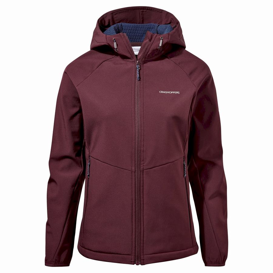 Women's Craghoppers Kalti Weatherproof Hooded Jackets Dark Red | AYV9653NZ