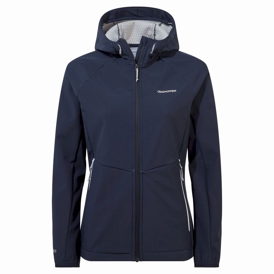 Women's Craghoppers Kalti Weatherproof Hooded Jackets Blue Navy Grey | ZJC9772TK