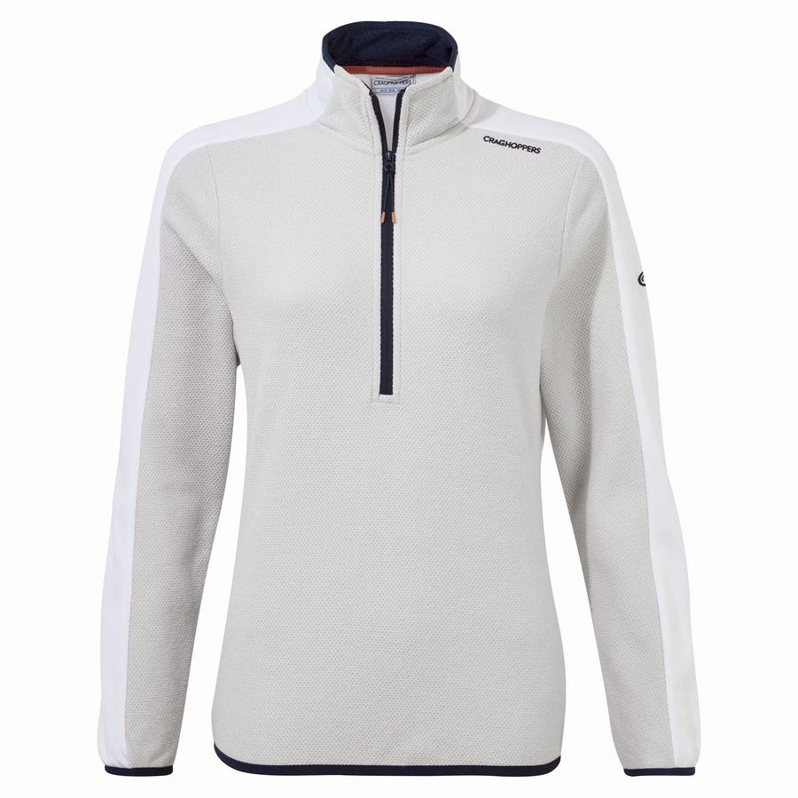 Women's Craghoppers Minerva Half Zip Sweaters Grey White | HNR399VM