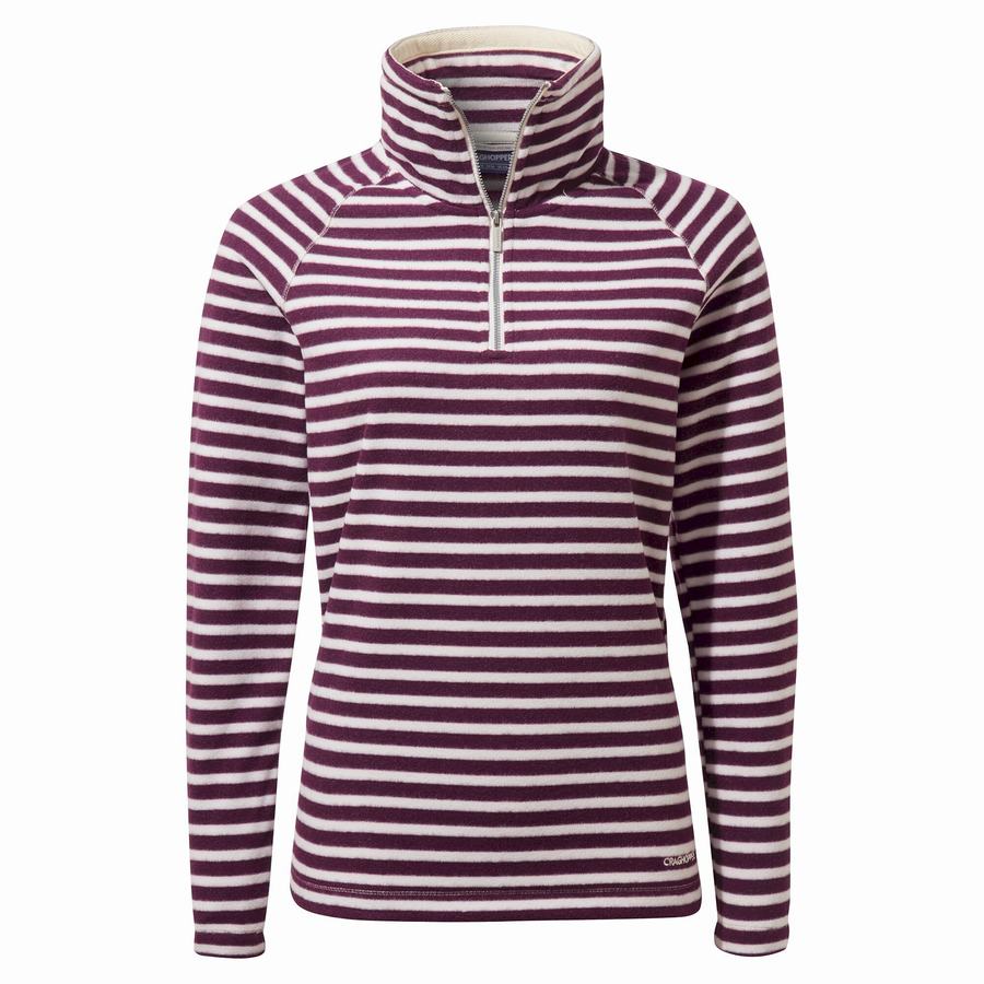 Women's Craghoppers Natalia Half Zip Sweaters Purple Stripes | CMU6835FC