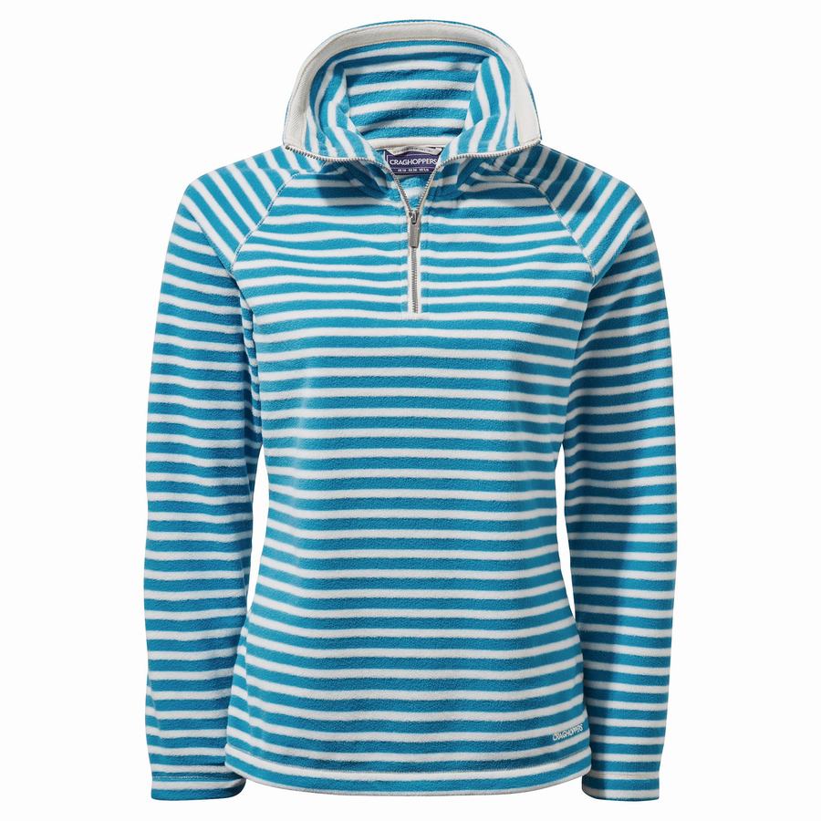 Women's Craghoppers Natalia Half Zip Sweaters Navy Blue Stripes | UEM715YA