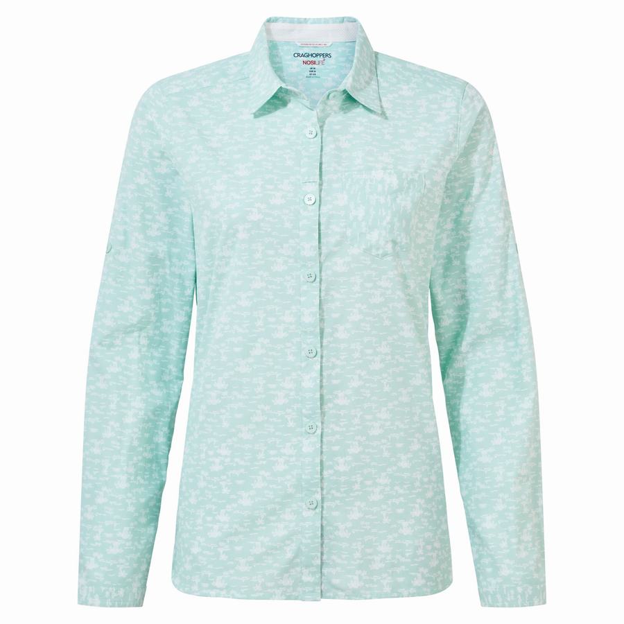 Women's Craghoppers NosiLife Callo Long Sleeved Shirts Green | JJO367RK