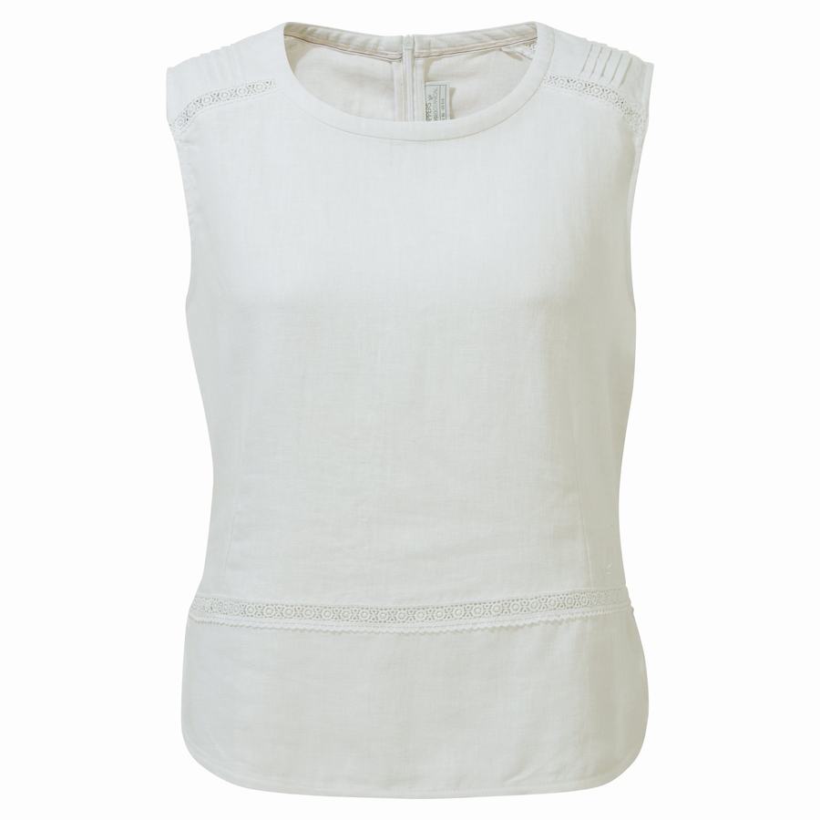 Women's Craghoppers Nosibotanical Bonita Vest T-Shirts White | CON4560EQ