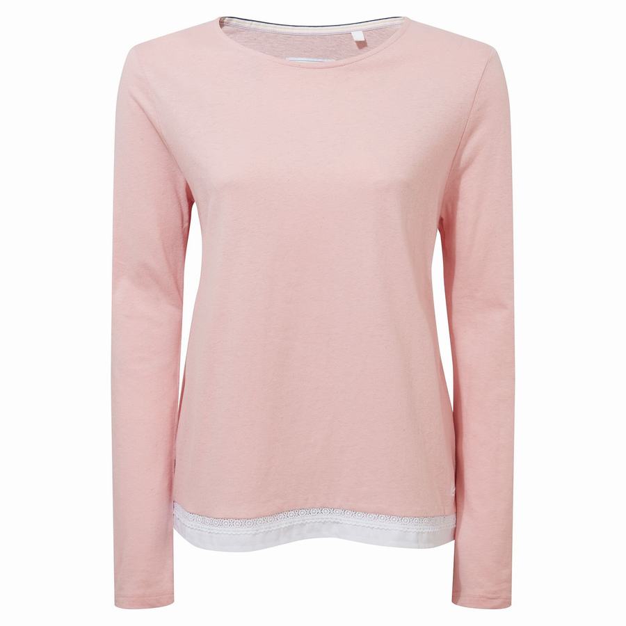 Women's Craghoppers Nosibotanical Magnolia Long Sleeved T-Shirts Pink | CIL9185UL