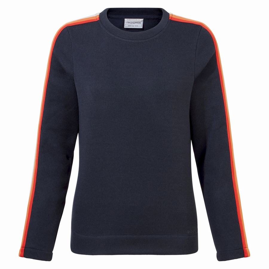 Women's Craghoppers Pinalla Crew Neck Sweatshirts Blue Navy | AYM6245CU