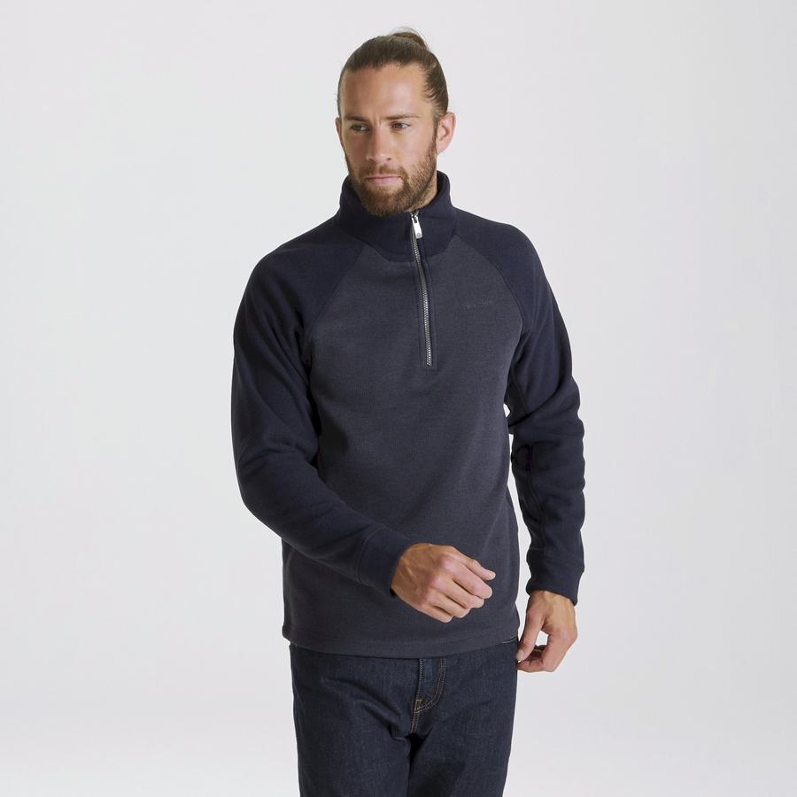 Men's Craghoppers Barker Half Zip Sweaters Grey Blue | XZM2346VJ