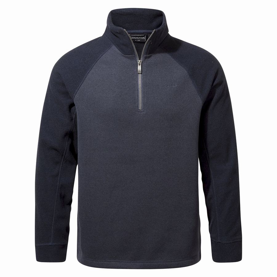 Men\'s Craghoppers Barker Half Zip Sweaters Grey Blue | XZM2346VJ