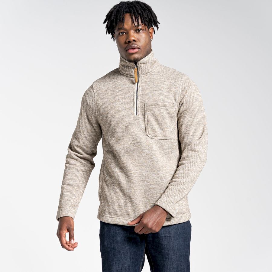 Men's Craghoppers Barona Half Zip Sweaters Beige | ZVY7513JV