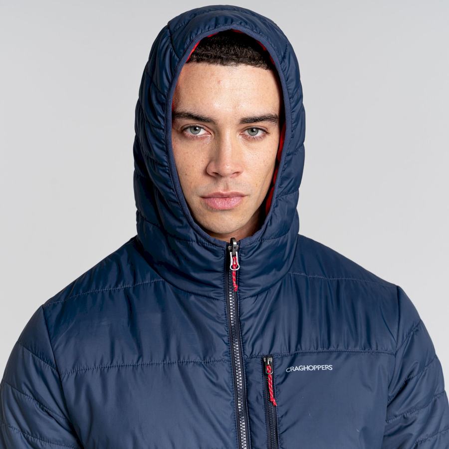 Men's Craghoppers Compresslite VI Hooded Jackets Blue Navy Red | IES3964NF