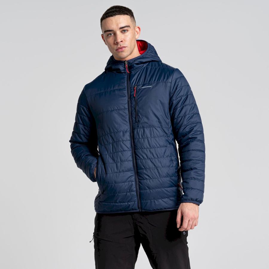 Men\'s Craghoppers Compresslite VI Hooded Jackets Blue Navy Red | IES3964NF