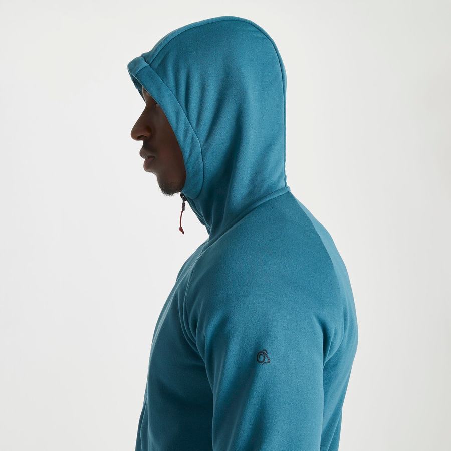 Men's Craghoppers Dynamic Hooded Half Zip Winter Sweaters Blue | IIB639TM