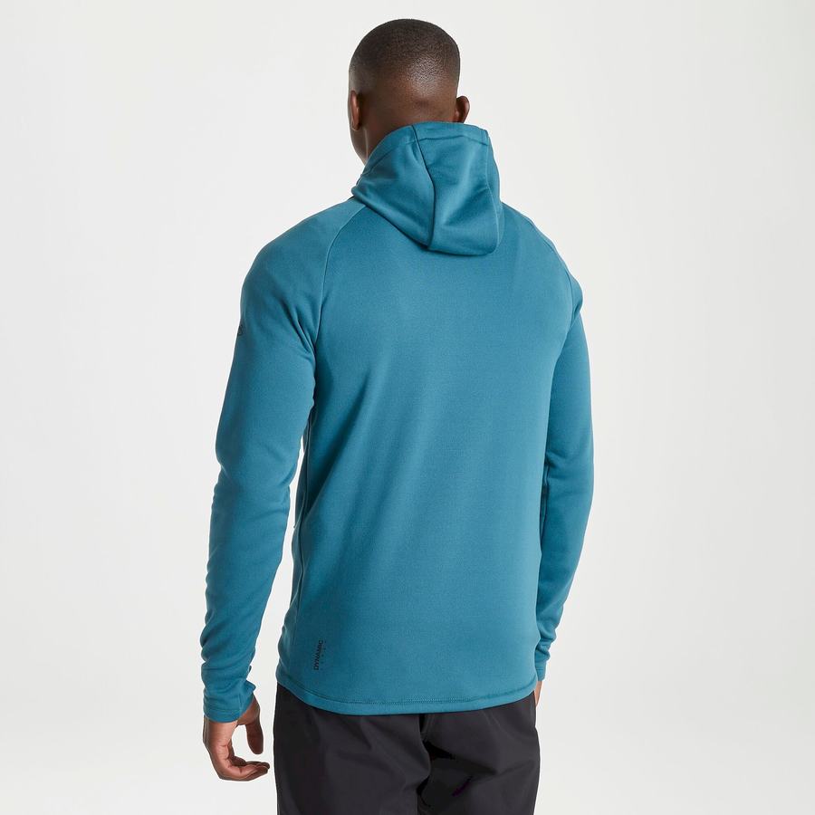 Men's Craghoppers Dynamic Hooded Half Zip Winter Sweaters Blue | IIB639TM