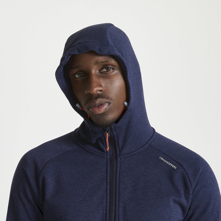 Men's Craghoppers Dynamic Hooded Half Zip T-Shirts Blue Navy | XVJ267SK