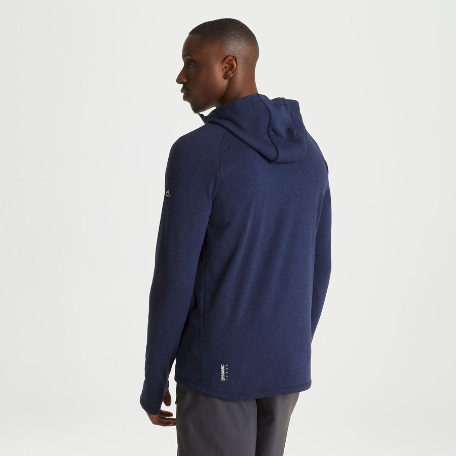 Men's Craghoppers Dynamic Hooded Half Zip T-Shirts Blue Navy | XVJ267SK