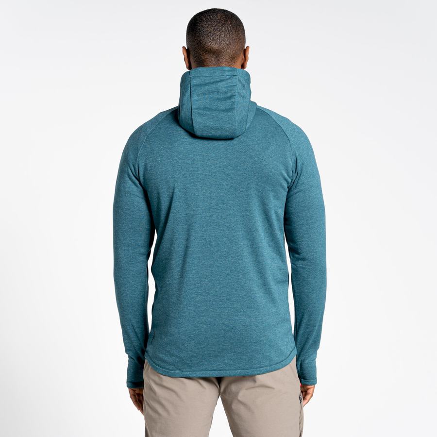 Men's Craghoppers Dynamic Hooded Half Zip Top T-Shirts Green | YFD2870ED