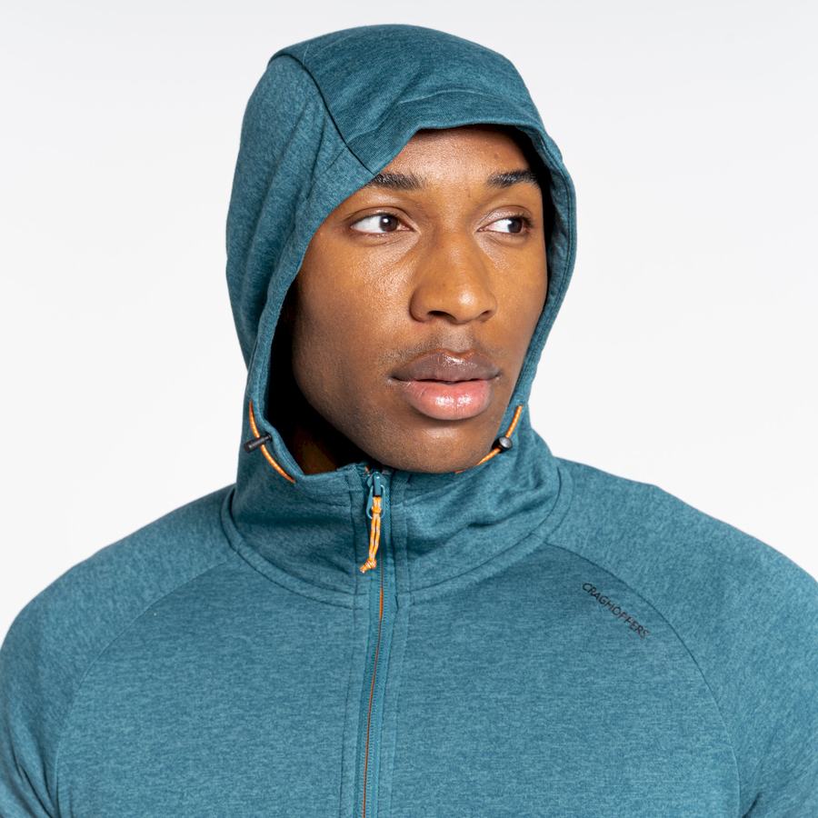 Men's Craghoppers Dynamic Hooded Half Zip Top T-Shirts Green | YFD2870ED