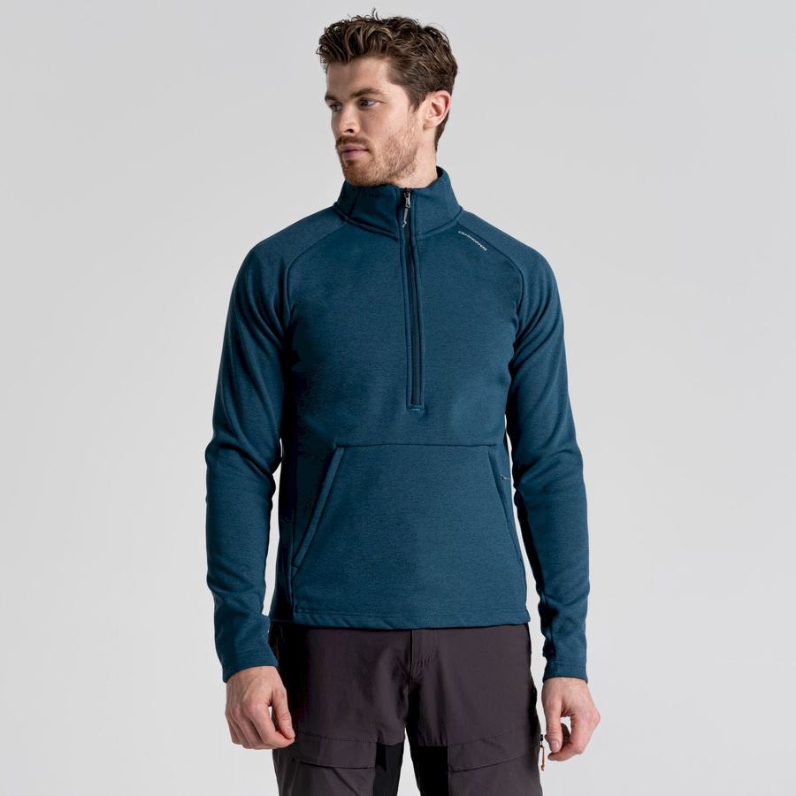 Men's Craghoppers Dynamic Pro Half Zip Sweaters Dark Blue | NVO3338SN