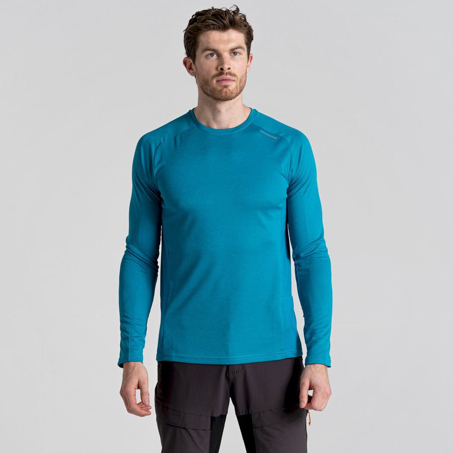 Men's Craghoppers Dynamic Pro Long Sleeved T-Shirts Blue | NZQ962WS