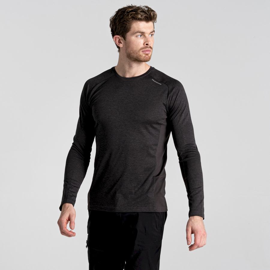 Men's Craghoppers Dynamic Pro Long Sleeved T-Shirts Black | SIE7727EI