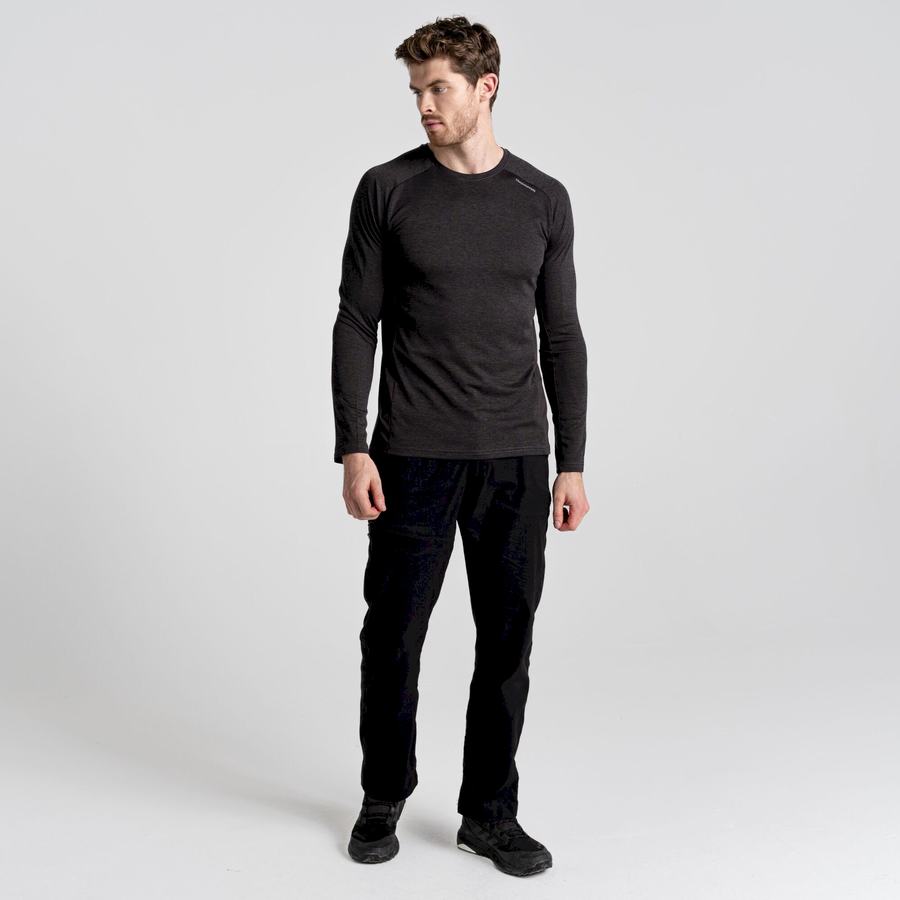 Men's Craghoppers Dynamic Pro Long Sleeved T-Shirts Black | SIE7727EI