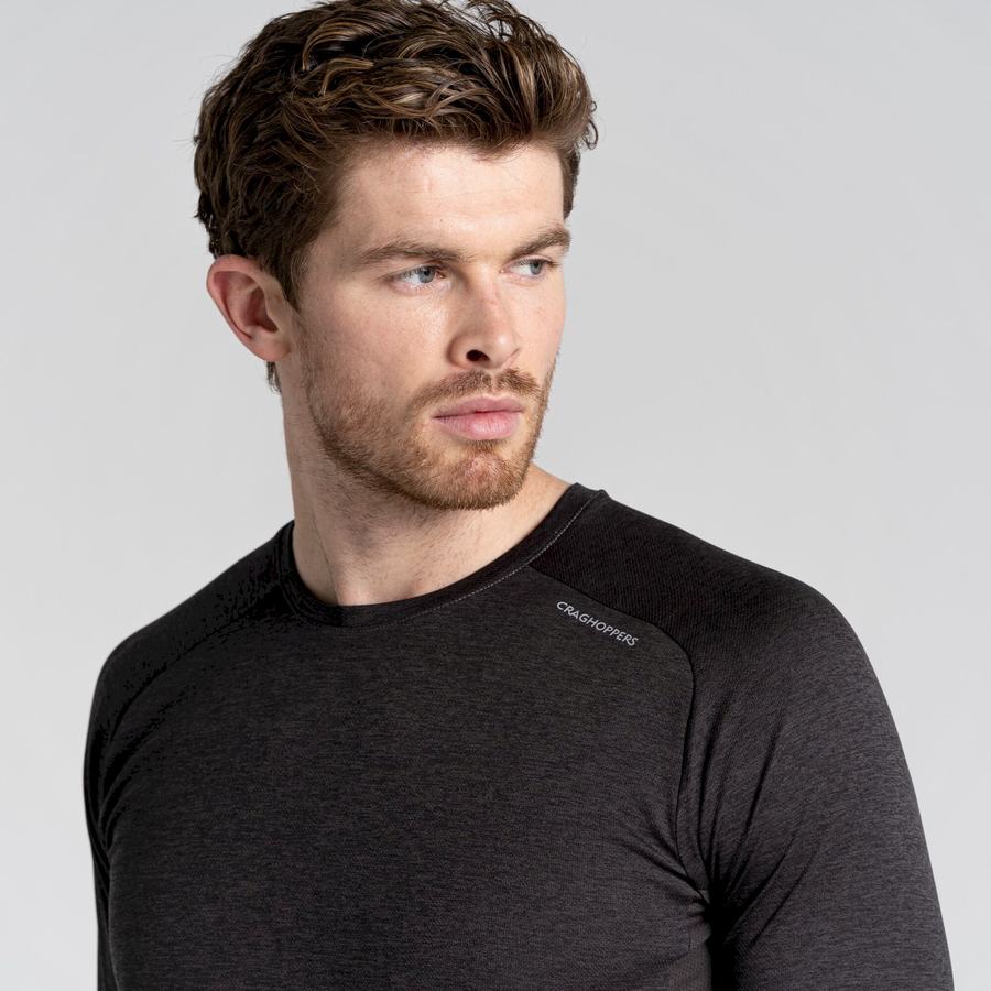 Men's Craghoppers Dynamic Pro Long Sleeved T-Shirts Black | SIE7727EI