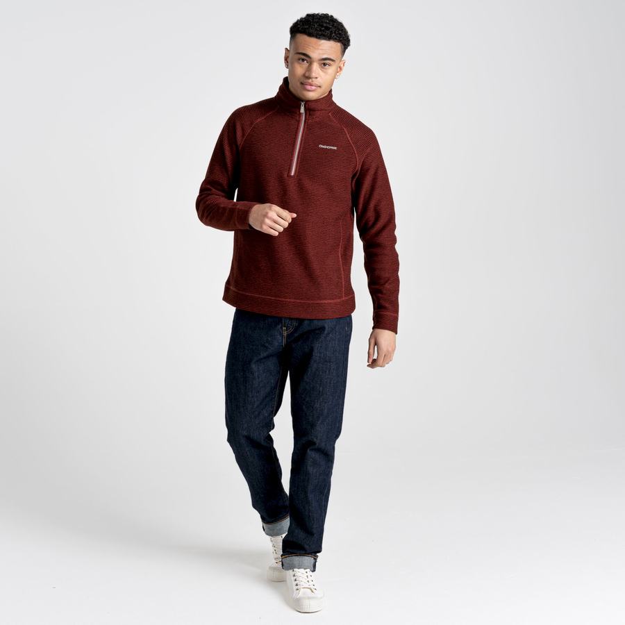 Men's Craghoppers Elton Half Zip Sweaters Dark Red | QOV3143NC