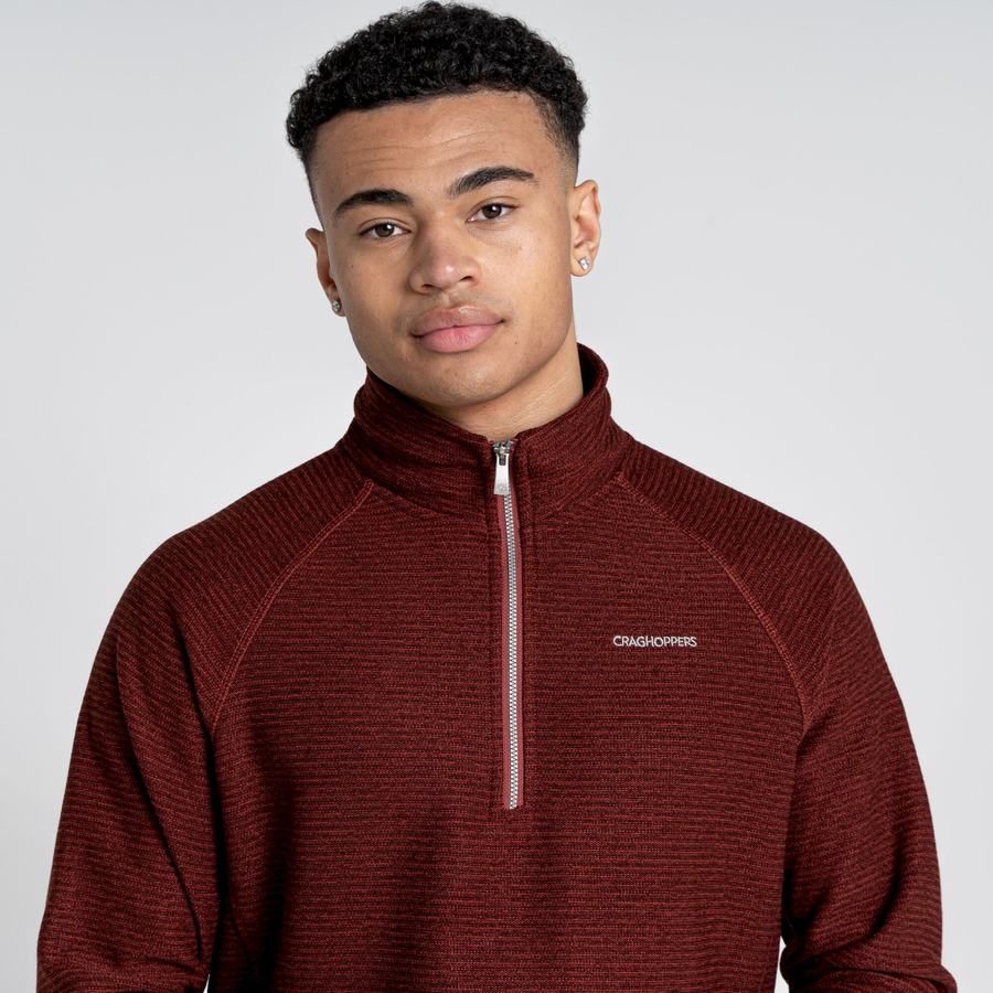 Men's Craghoppers Elton Half Zip Sweaters Dark Red | QOV3143NC