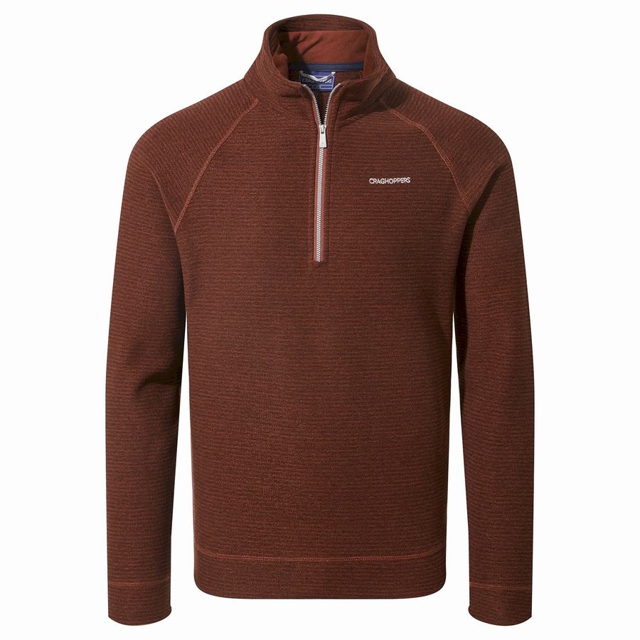 Men's Craghoppers Elton Half Zip Sweaters Dark Red | QOV3143NC