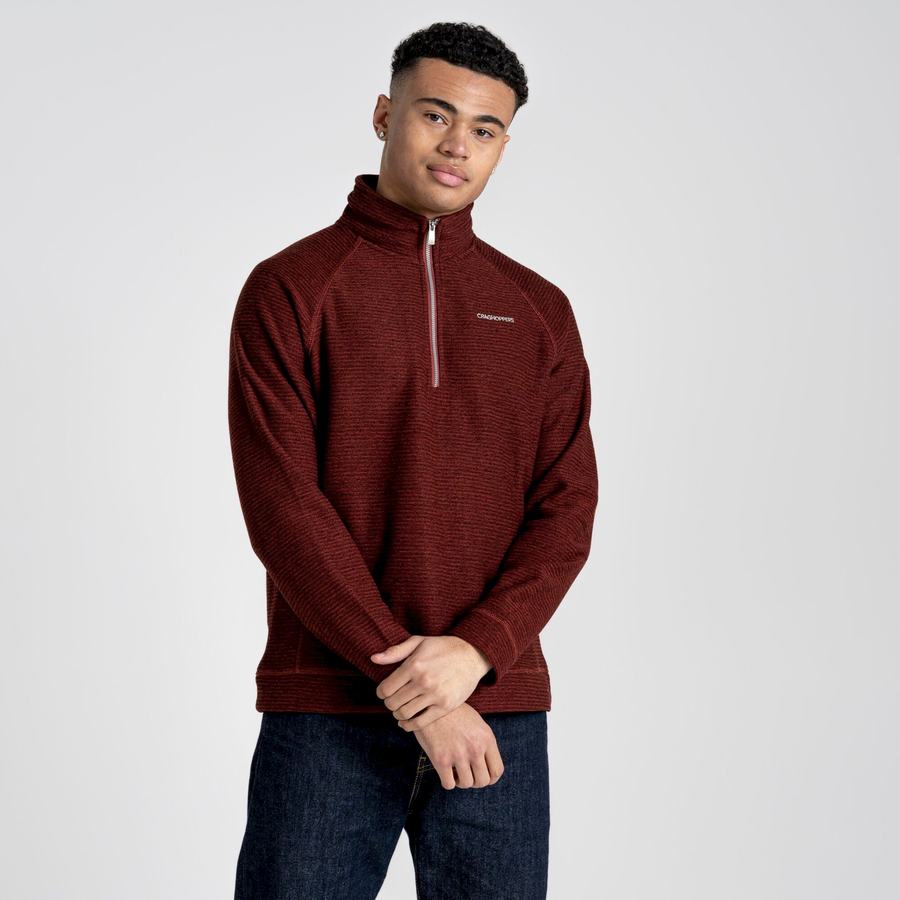 Men's Craghoppers Elton Half Zip Sweaters Dark Red | QOV3143NC