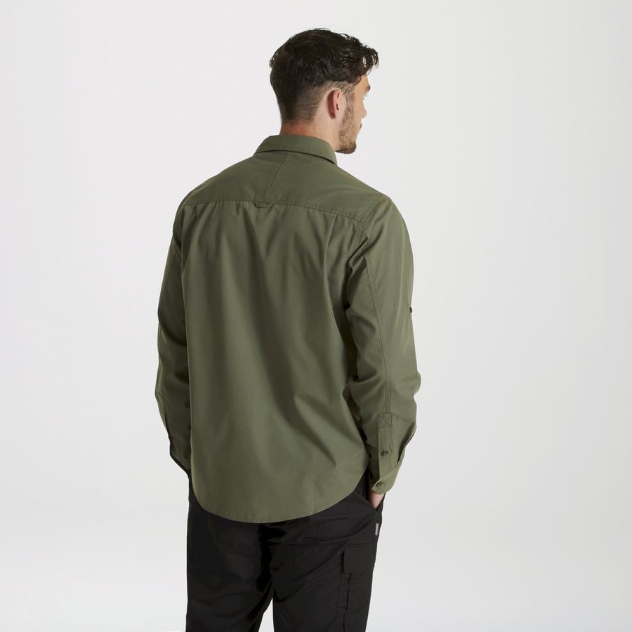 Men's Craghoppers Expert Kiwi Long Sleeved Shirts Dark Green | ETY6582NP