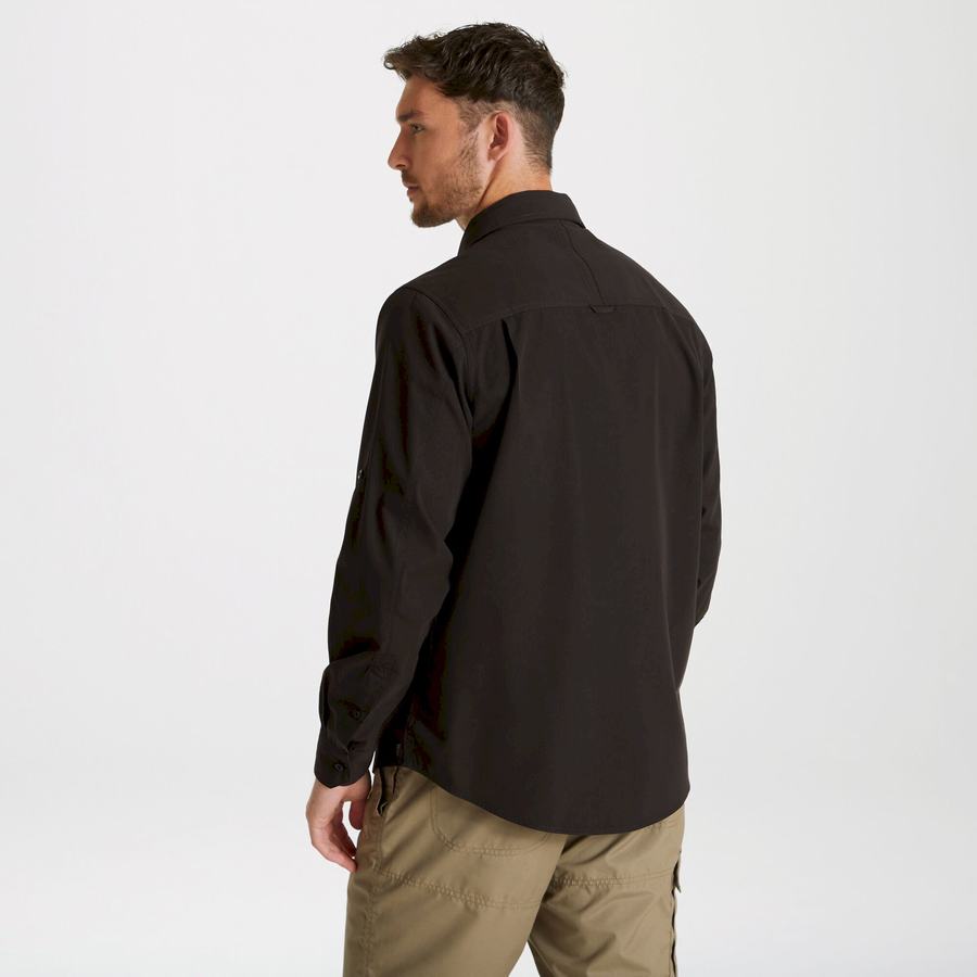 Men's Craghoppers Expert Kiwi Long Sleeved Shirts Black | MST6590BK