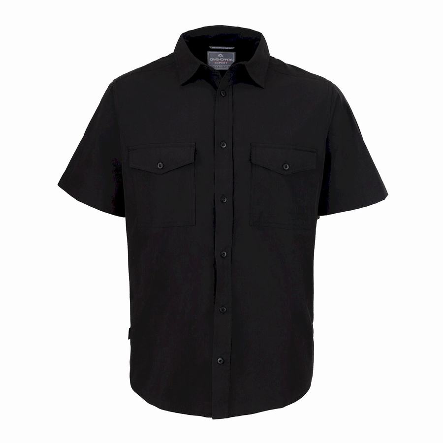 Men's Craghoppers Expert Kiwi Short Sleeved Shirts Black | MFV5324AF