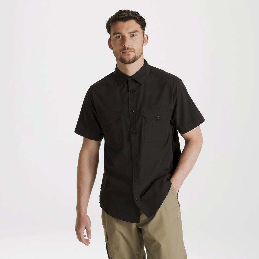 Men's Craghoppers Expert Kiwi Short Sleeved Shirts Black | MFV5324AF