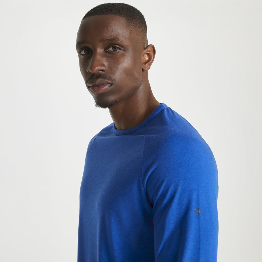 Men's Craghoppers First Layer Long-Sleeved T-Shirts Blue | EUF8743RL