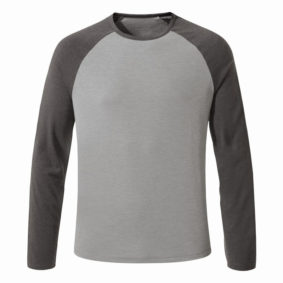 Men's Craghoppers First Layer Long-Sleeved T-Shirts Grey Black | HHO782WL